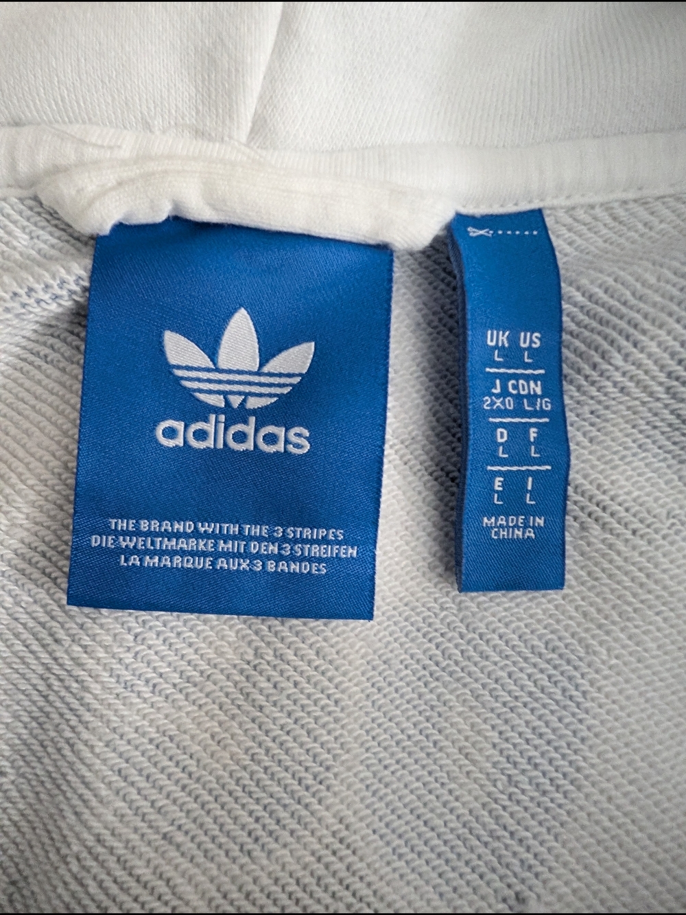 Adidas Graphic Logo Zip-Up Hoodie in White, Black, Red & Blue - Picture 3 of 3